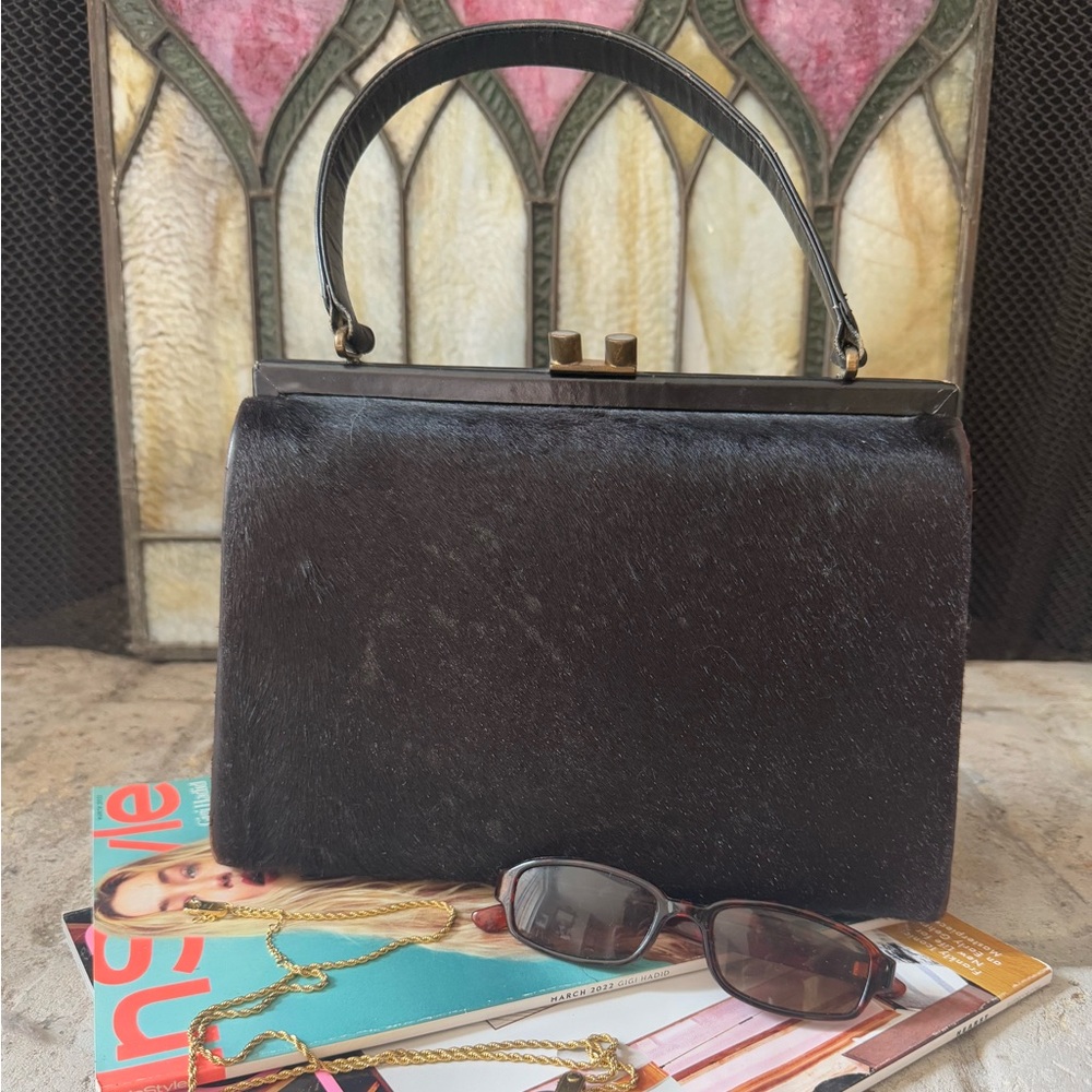 Authentic 1950s Calfskin Top Handle Frame Bag